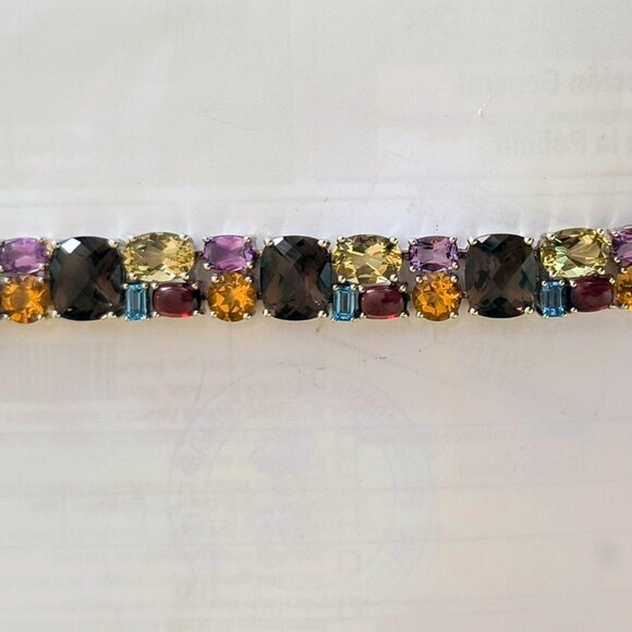 Michelle Albala Sterling Silver Multi Gem Stone Tennis Bracelete - Picture 2 of 3